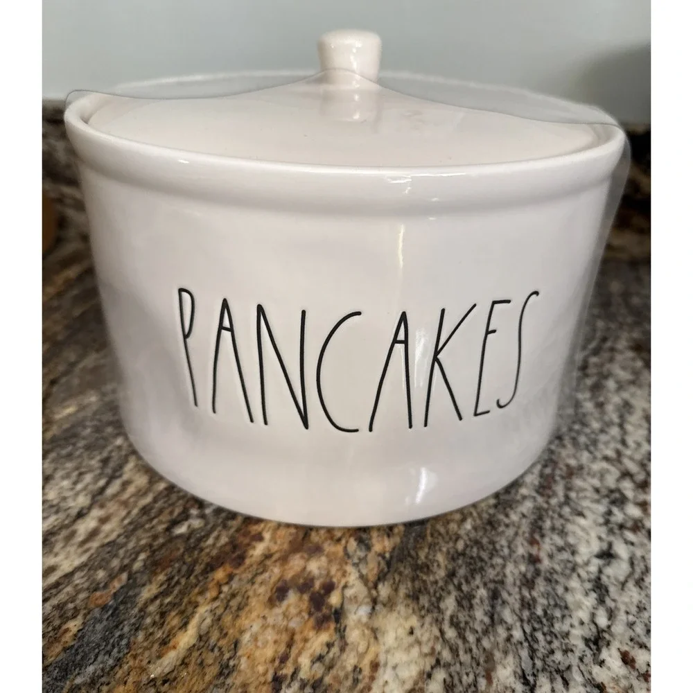 Rae Dunn PANCAKES  Warmer Large Ceramic Container By Magenta New